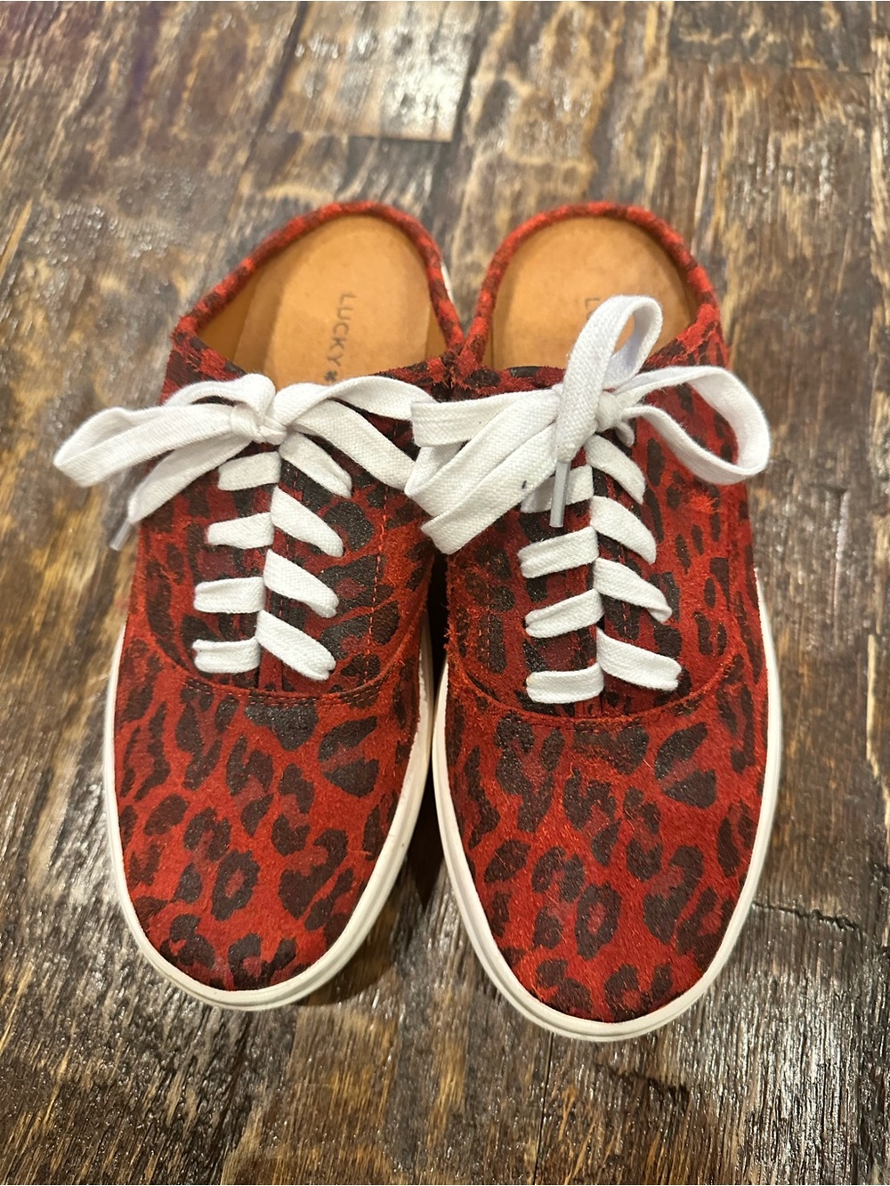 Lucky Brand Red Leopard Print leather Sneakers